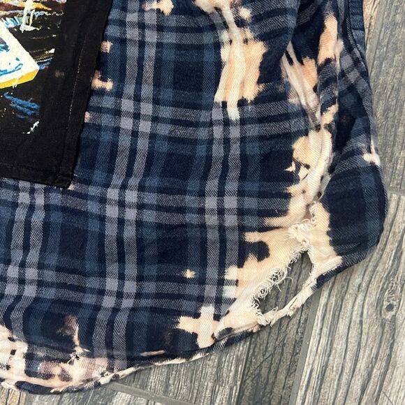 🔥 PULP FICTION Movie Distressed Custom Bleach Dyed Plaid Flannel Shirt Unisex X - Picture 12 of 12